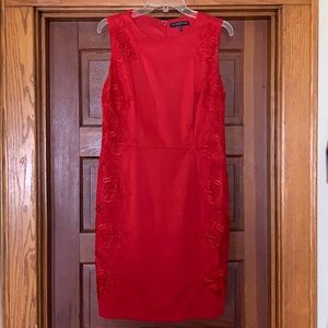 Fifth & Park Red Dress With Lacey Detail